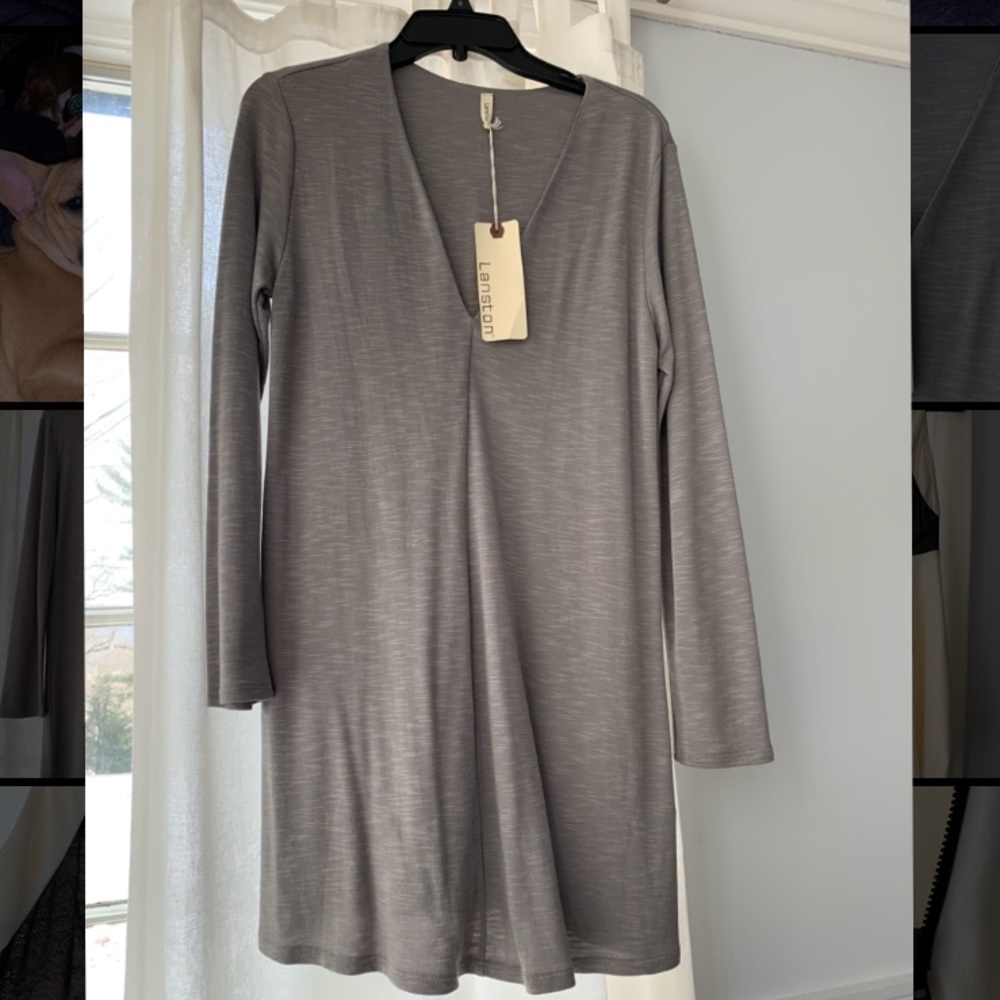 Lanston Gray Long-sleeve Mini Dress size M